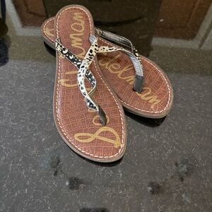 Sam Edelman reptile print flip flops